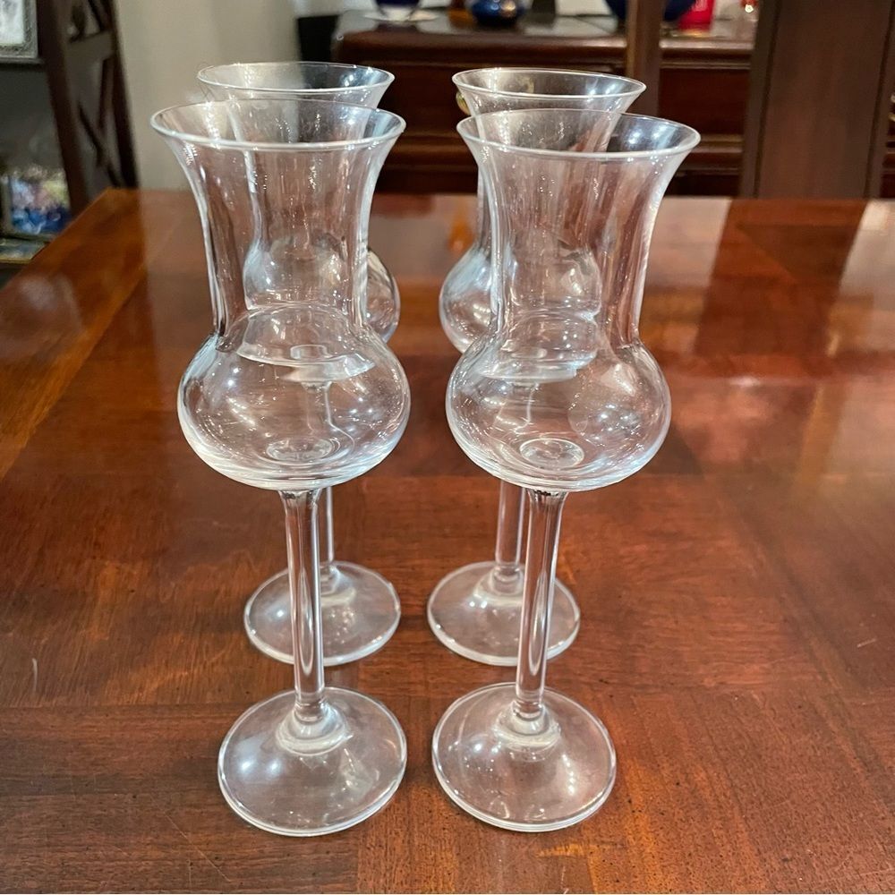 4 Liqueur Bar Glasses Footed Shot Glasses Grappa Fluted
